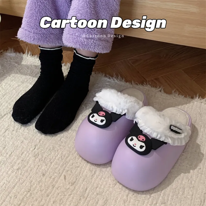 SHIGUDE x Sanrio Kulomi Indoor Cotton Slipper Women's, Purple-4