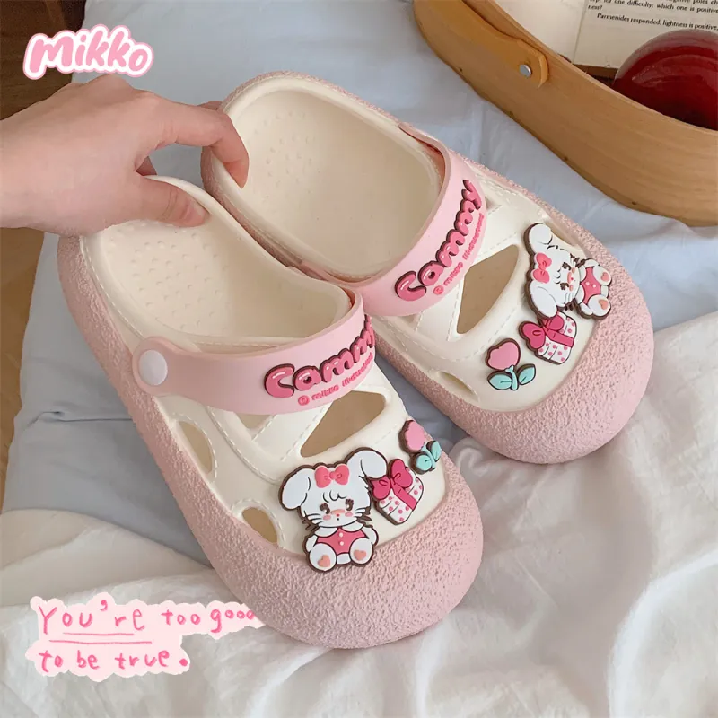 SHIGUDE x MIKKO ILLUSTRATIONS Slippers Women's, White Apricot-7