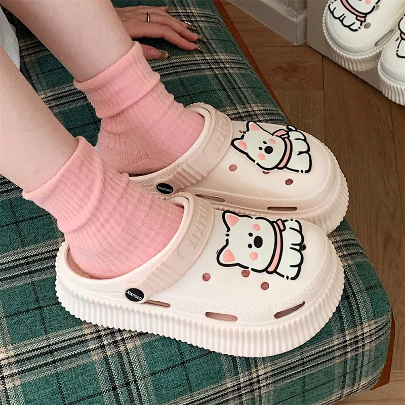 SHIGUDE Slippers Women's, White Rose Red-5