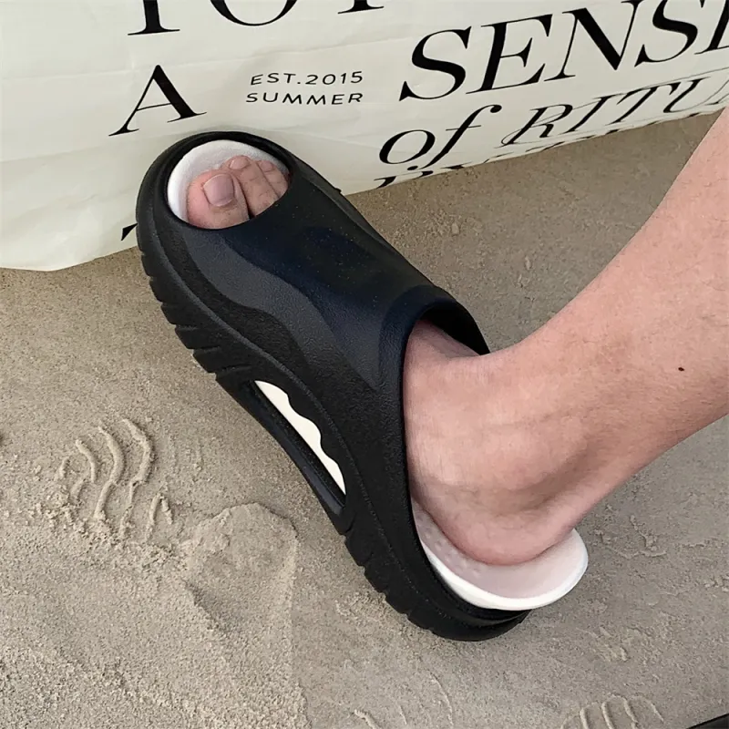 SHIGUDE Slippers Men's, Black White-3