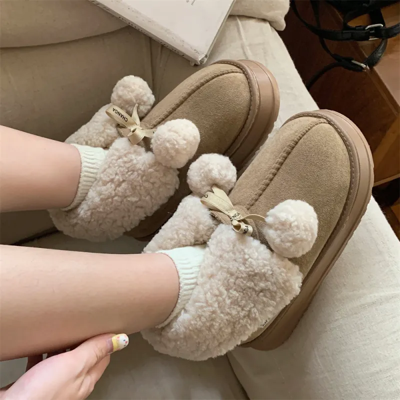 SHIGUDE Cotton Slippers Women's Brown-15
