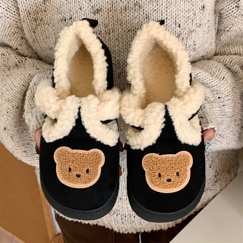 SHIGUDE Cotton Slippers Unisex Black-18