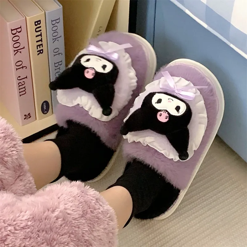 SHIGUDE x Sanrio Indoor Cotton Slipper Shoes Women's Purple-4