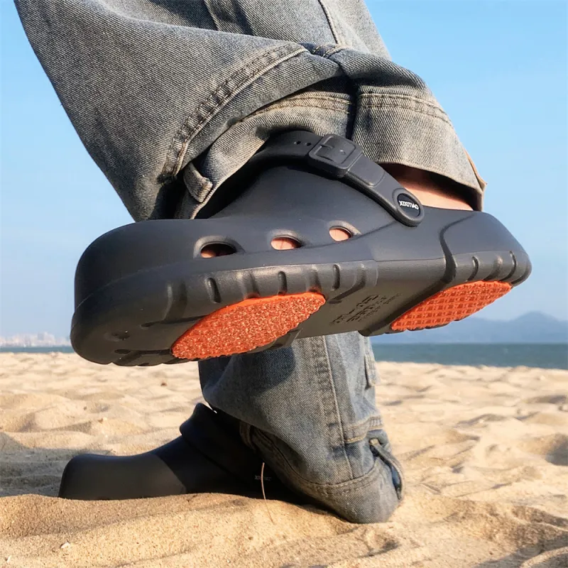 SHIGUDE Sandal Slippers Men's, Dark Gray-2