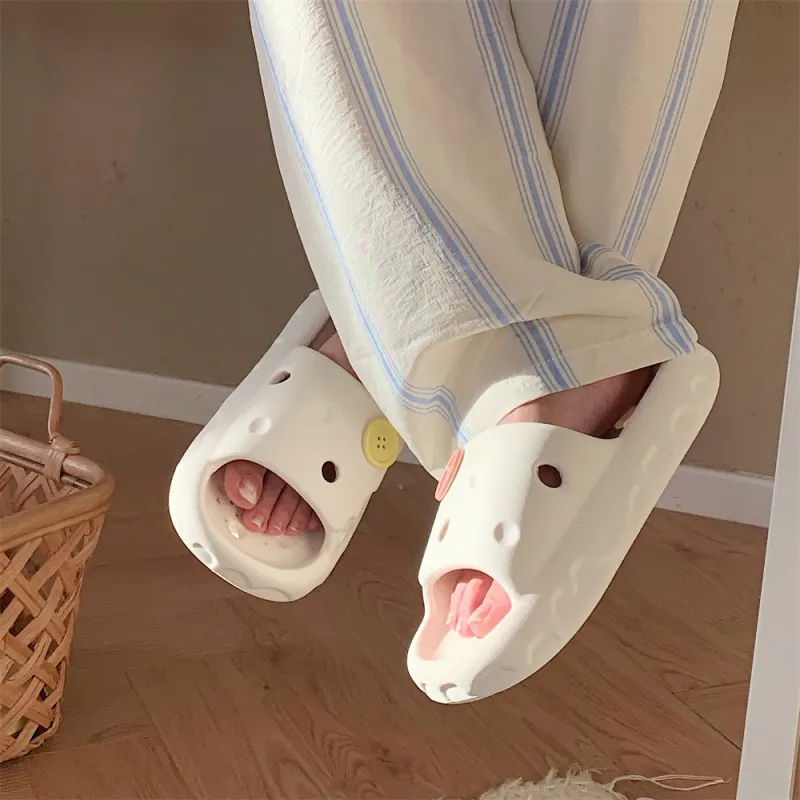 SHIGUDE Slippers Unisex, Cream White-5