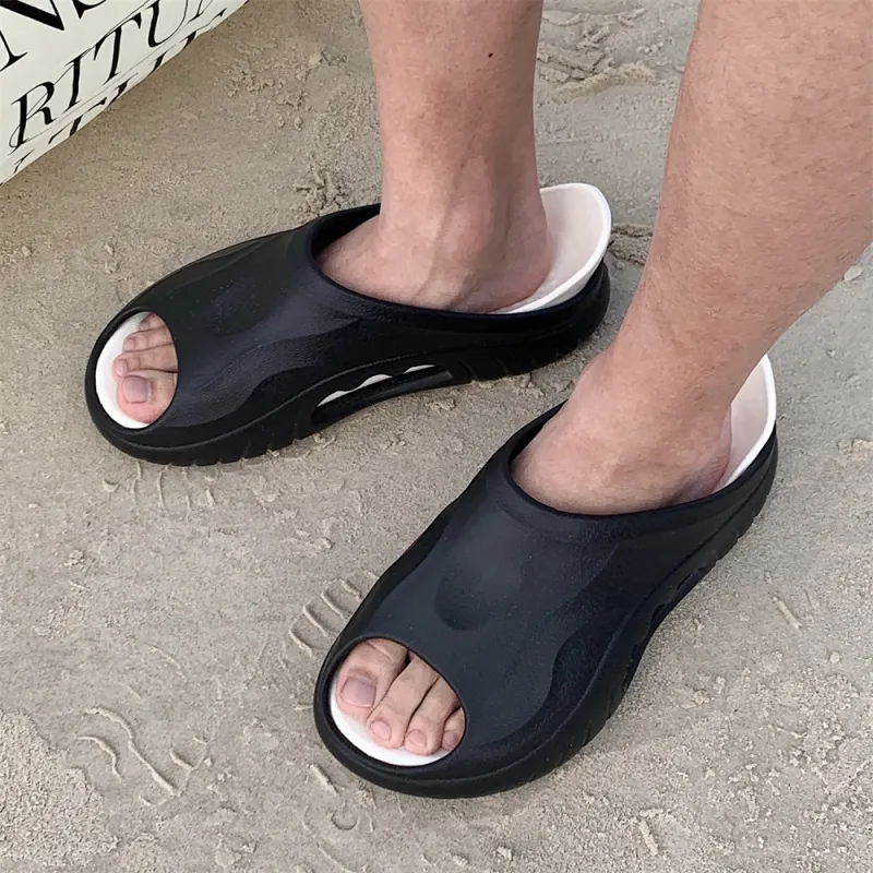 SHIGUDE Slippers Men's, Black White-1