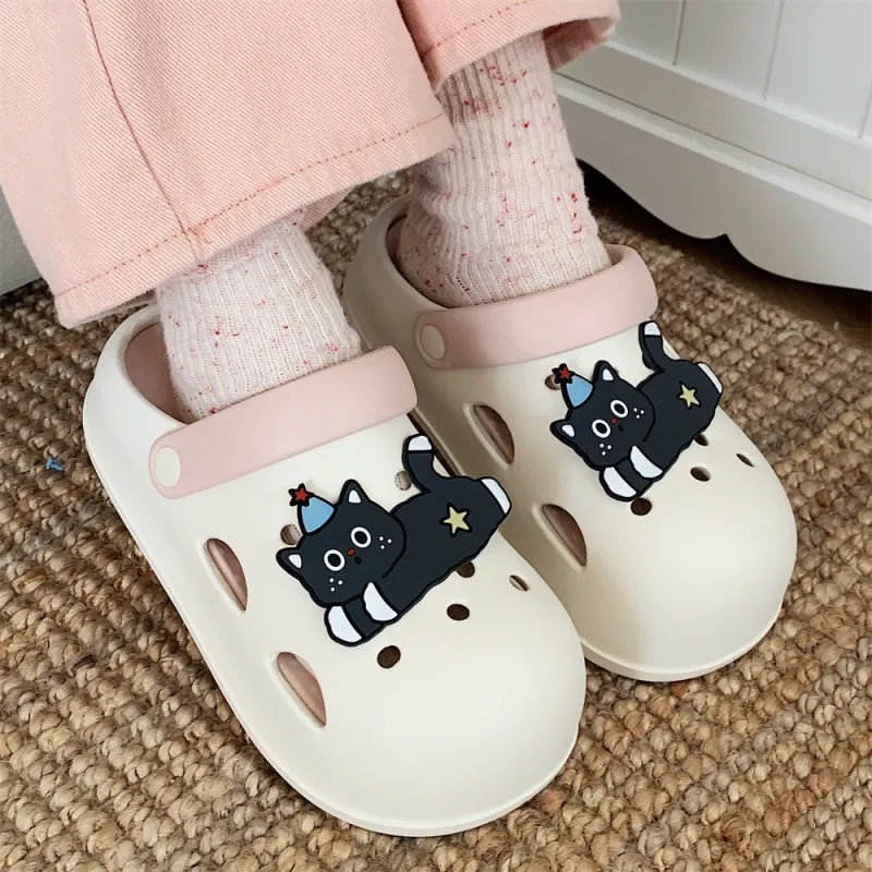 SHIGUDE Slippers Women's, Black White-6