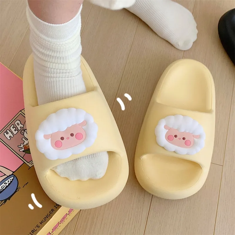 SHIGUDE Sandal Slippers Unisex, Cheese Yellow-6