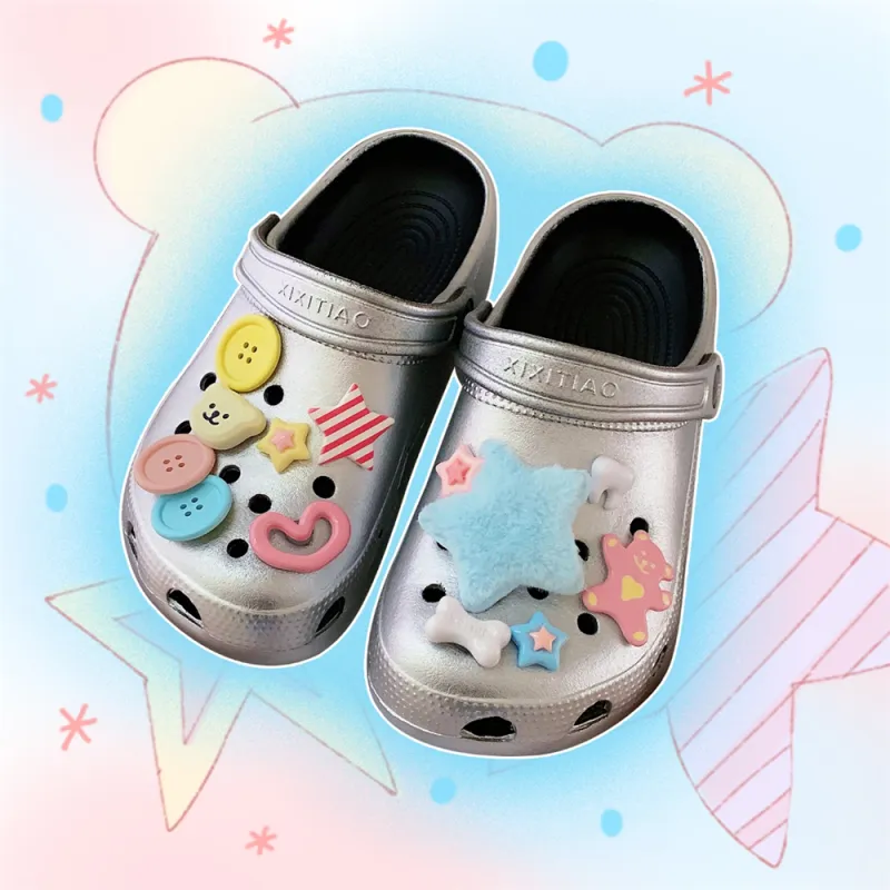 SHIGUDE Slippers Women's, Black/Silver-6