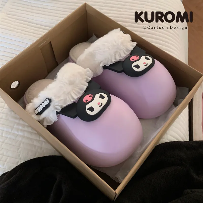 SHIGUDE x Sanrio Kulomi Indoor Cotton Slipper Women's, Purple-5