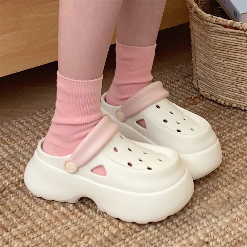 SHIGUDE Slippers Women's, White/Pink-1