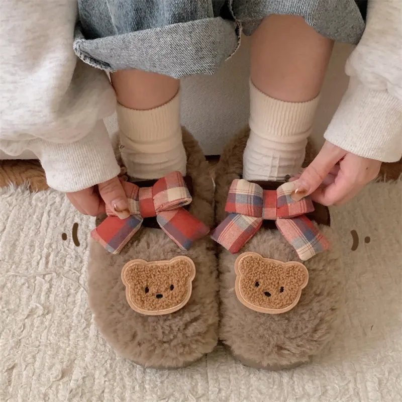 SHIGUDE Cotton Slippers Women's Cream Apricot-8