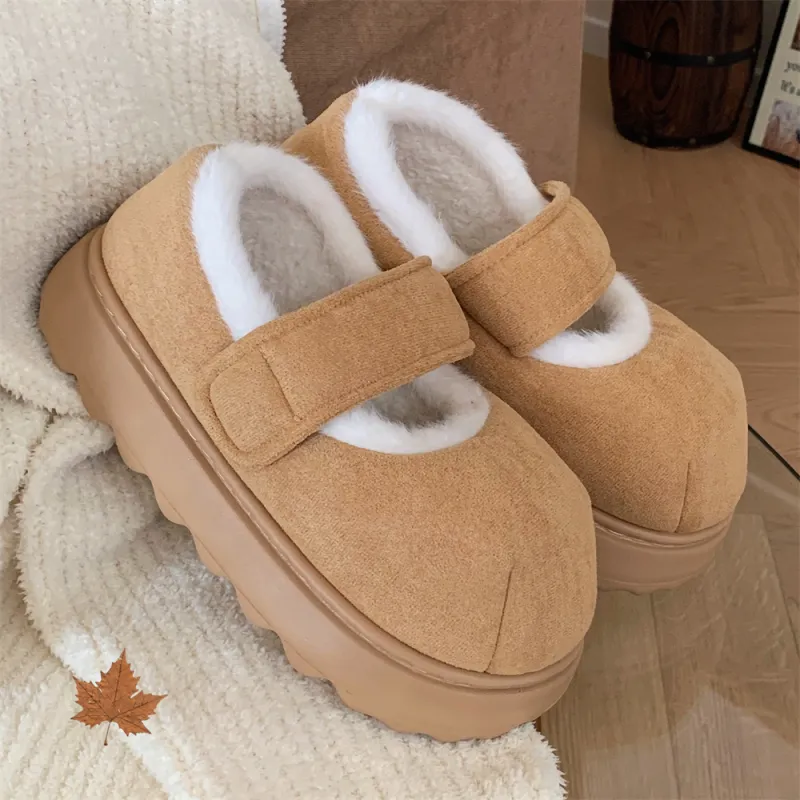 SHIGUDE Cotton Home Slippers Women's Light Khaki-1