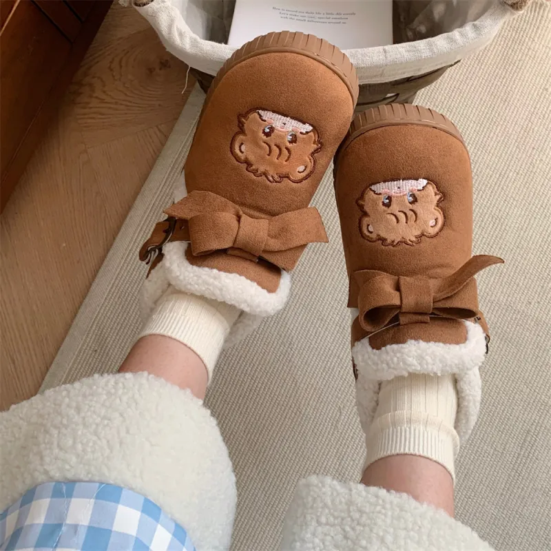 SHIGUDE x MIKKO Cotton Slippers Women's Brown-2