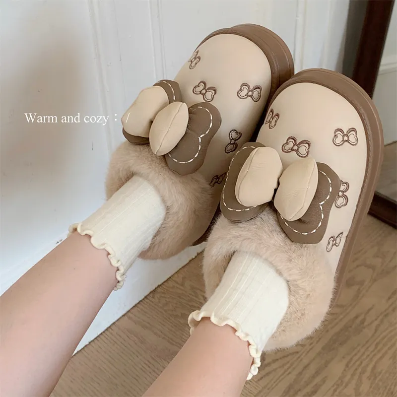 SHIGUDE Cotton Slippers Women's Ecru-3