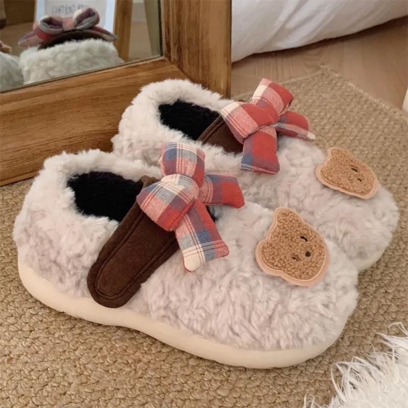 SHIGUDE Cotton Slippers Women's Cream Apricot-5
