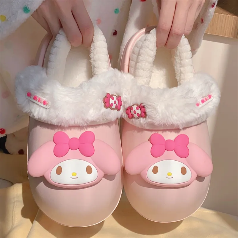 SHIGUDE x Sanrio Cotton Slippers Women's, Pink-4
