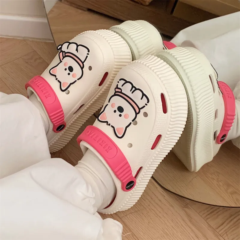 SHIGUDE Slippers Women's, White Rose Red-1