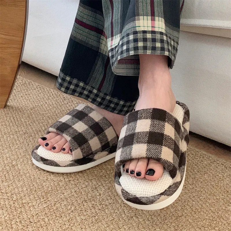 SHIGUDE Linen Slippers Women's Black-15
