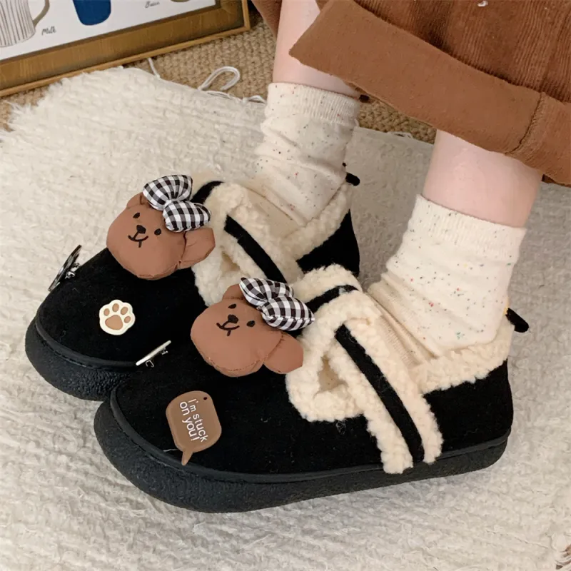 SHIGUDE Cotton Slippers Women's Dark Coffee-29