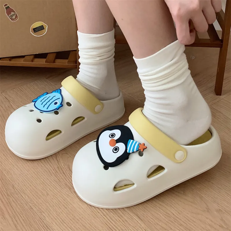 SHIGUDE Slippers Women's, Black White-15