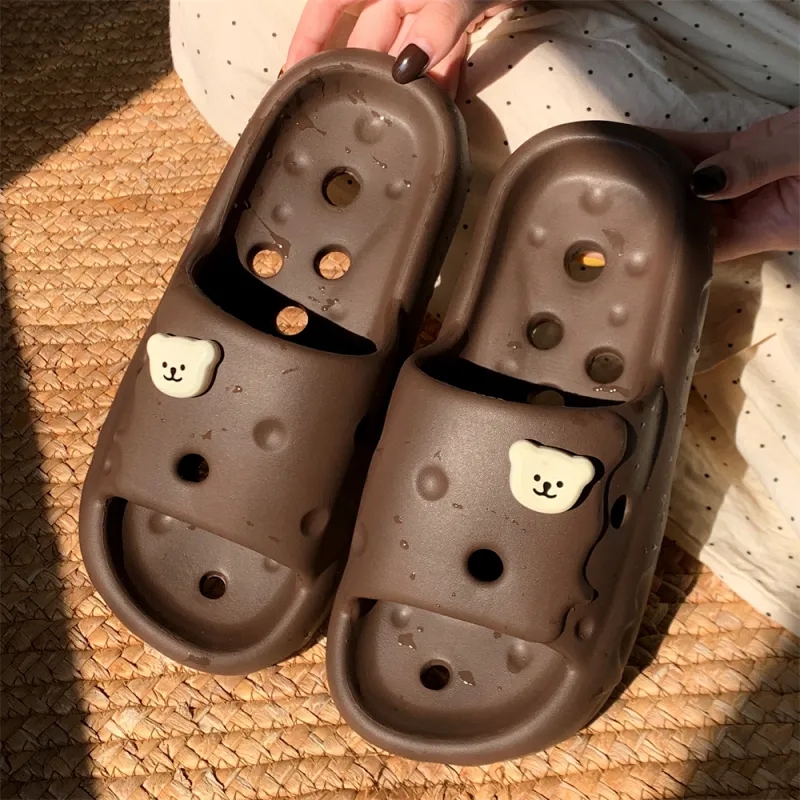 SHIGUDE Sandal Slippers Unisex, Black Brown-1