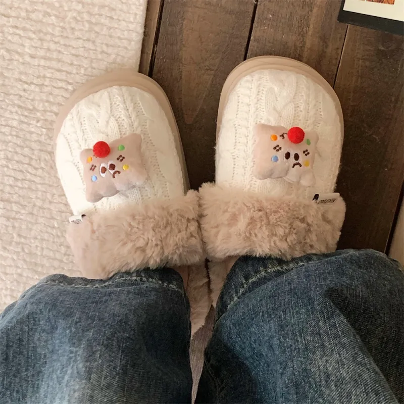SHIGUDE Cotton Slippers Women's White-4