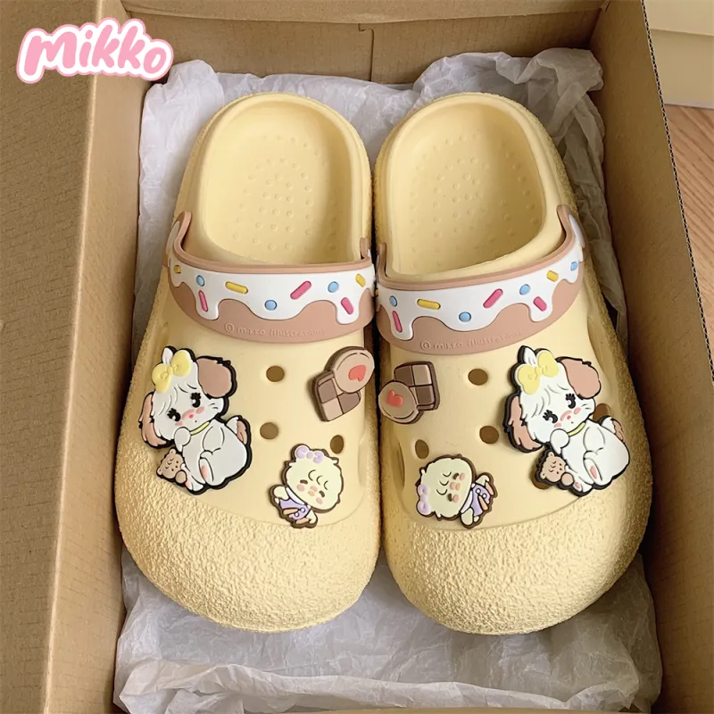SHIGUDE x Mikko Slippers / Home Slippers Women's, Light Yellow-4