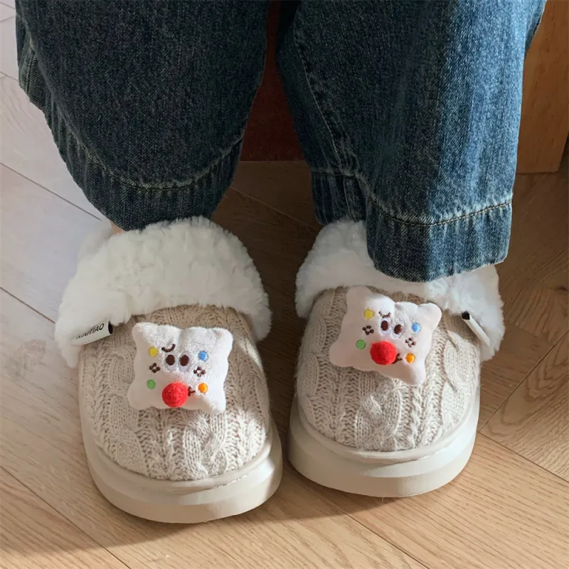 SHIGUDE Cotton Slippers Women's White-7