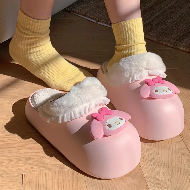 SHIGUDE x Sanrio Melodi Cotton Slippers Women's, Pink-4