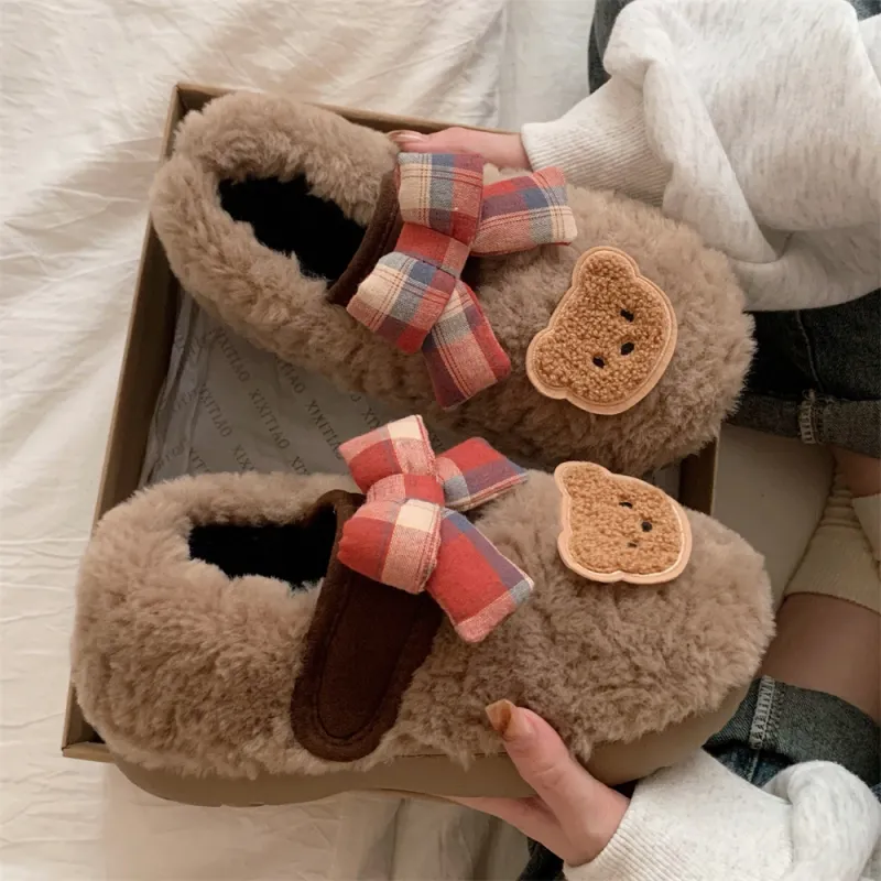 SHIGUDE Cotton Slippers Women's Cream Apricot-7