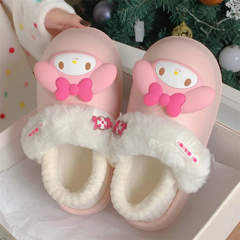 SHIGUDE x Sanrio Cotton Slippers Women's, Pink-3