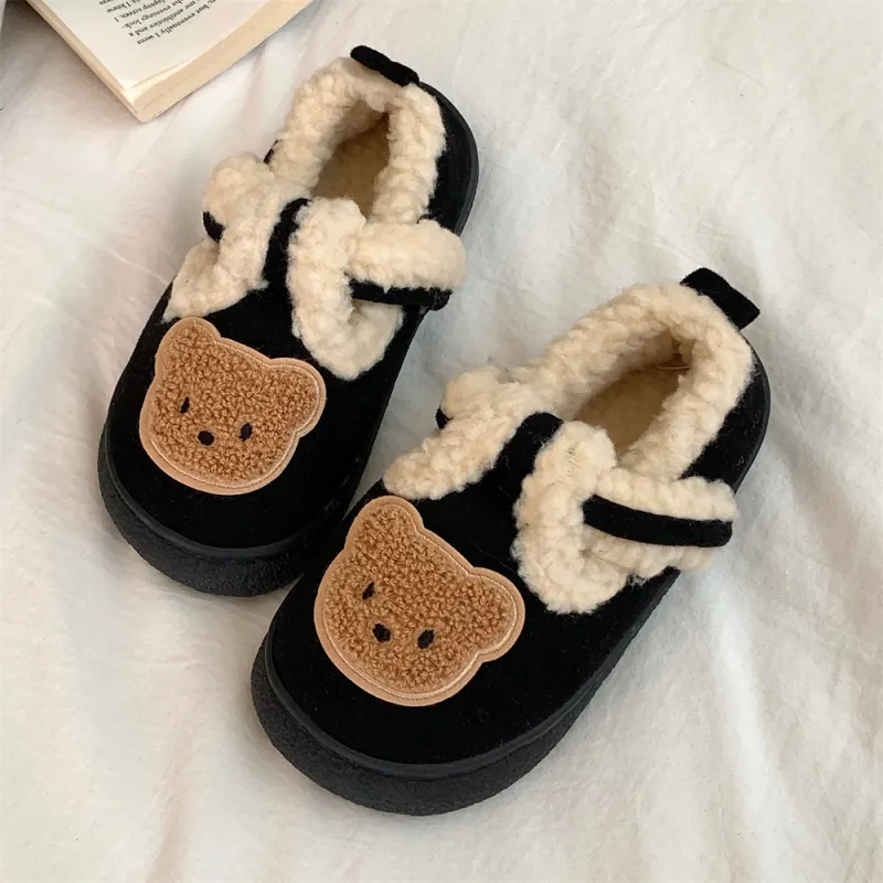 SHIGUDE Cotton Slippers Unisex Black-4