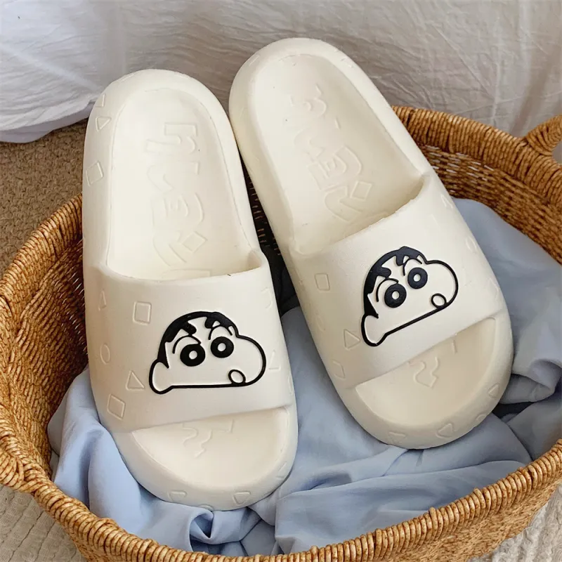 SHIGUDE x Crayon Shinchan Sandal Slippers Unisex, Milk White-33