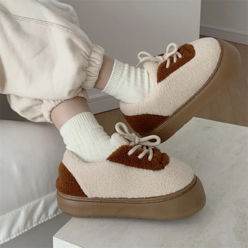 SHIGUDE Cotton Slippers Women's Brown-2