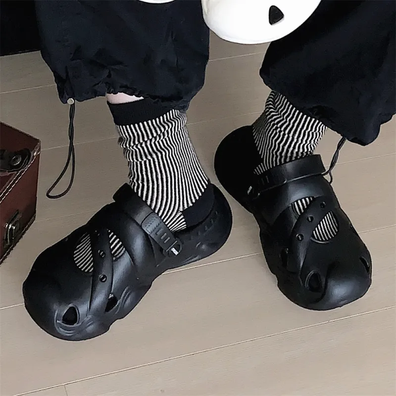 SHIGUDE Sandal Slippers Unisex, Black-1