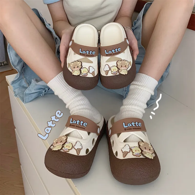 SHIGUDE x MIKKO ILLUSTRATIONS Slippers Women's, White Apricot-23