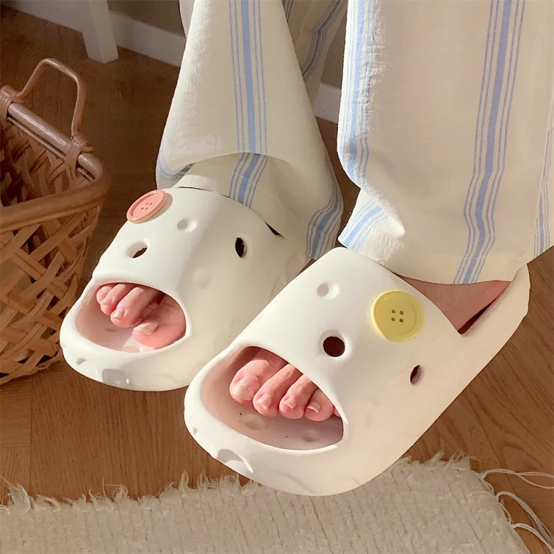 SHIGUDE Slippers Unisex, Cream White-1