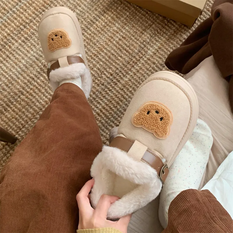 SHIGUDE Cotton Slippers Women's Khaki-3
