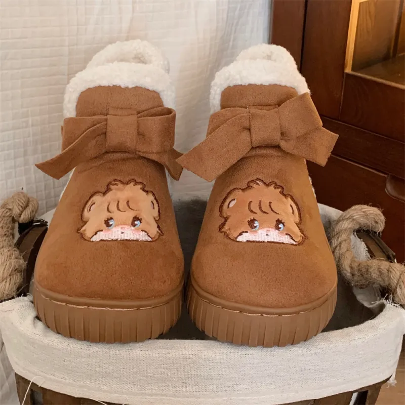 SHIGUDE x MIKKO Cotton Slippers Women's Brown-3