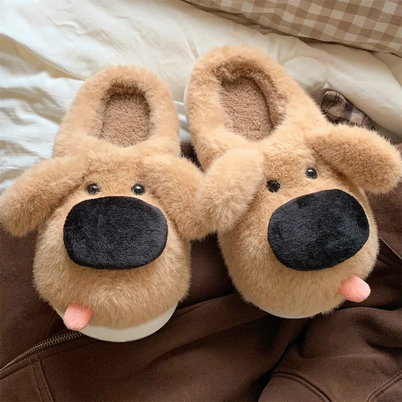 SHIGUDE Cotton Slippers Unisex Brown-4
