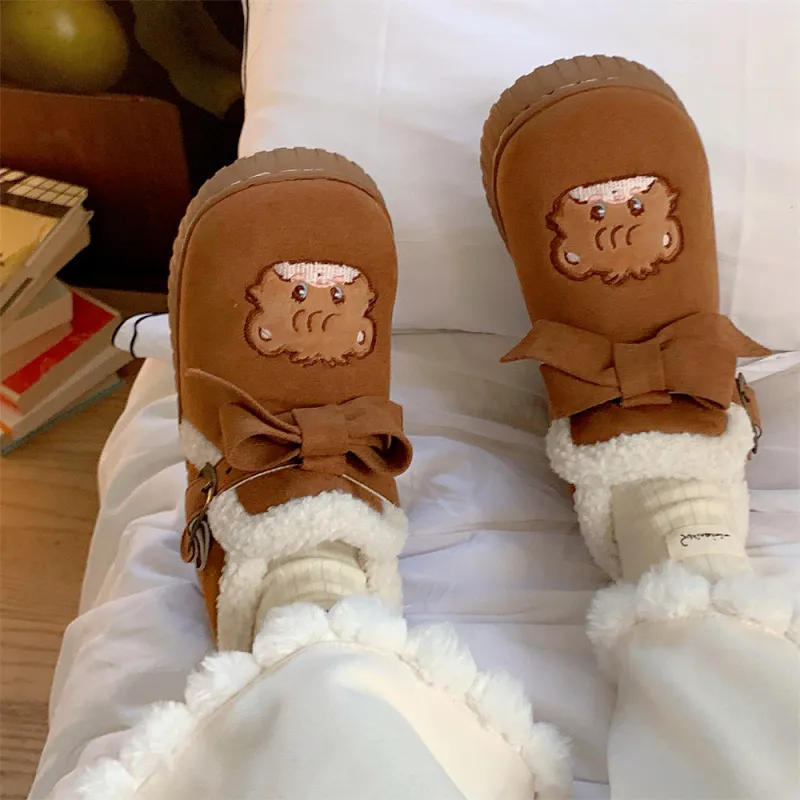 SHIGUDE x MIKKO Cotton Slippers Women's Brown-1