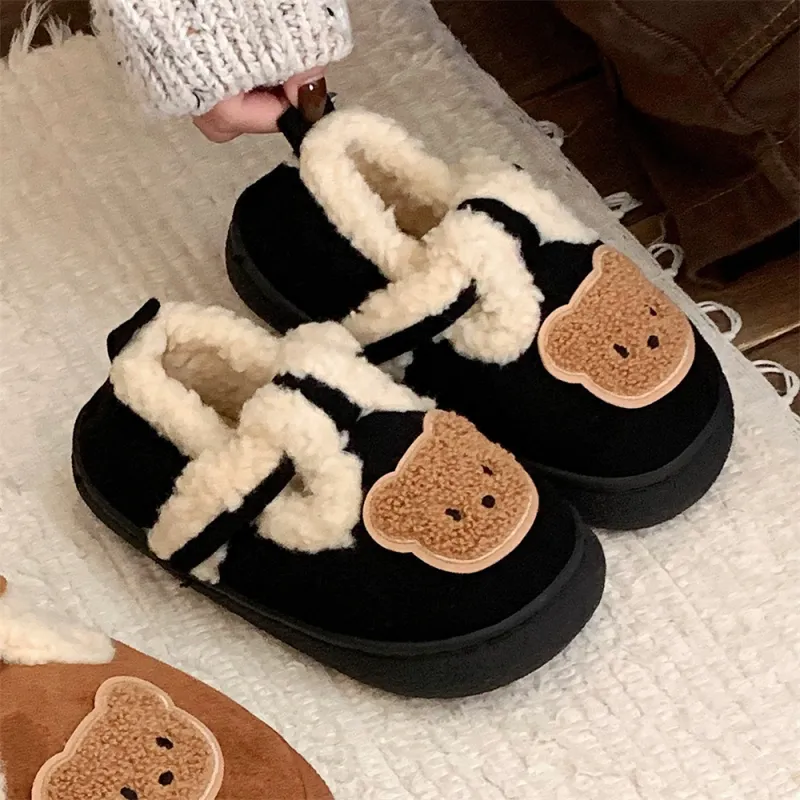 SHIGUDE Cotton Slippers Unisex Black-2
