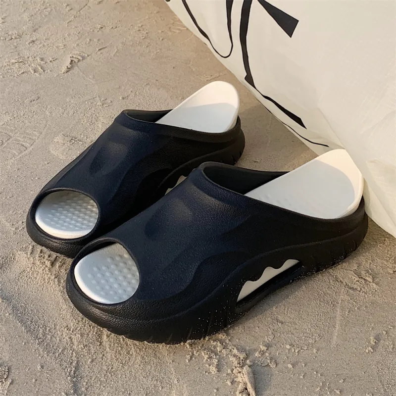 SHIGUDE Slippers Men's, Black White-4