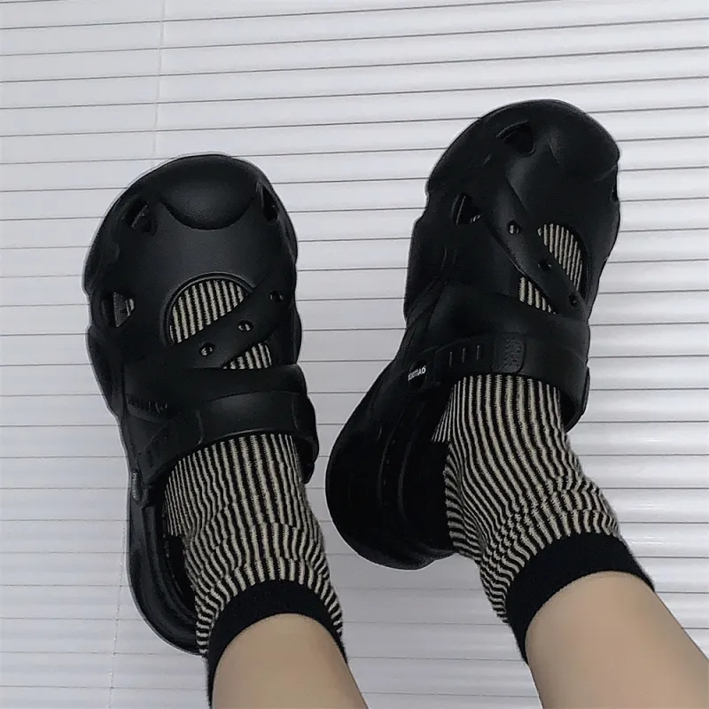 SHIGUDE Sandal Slippers Unisex, Black-4