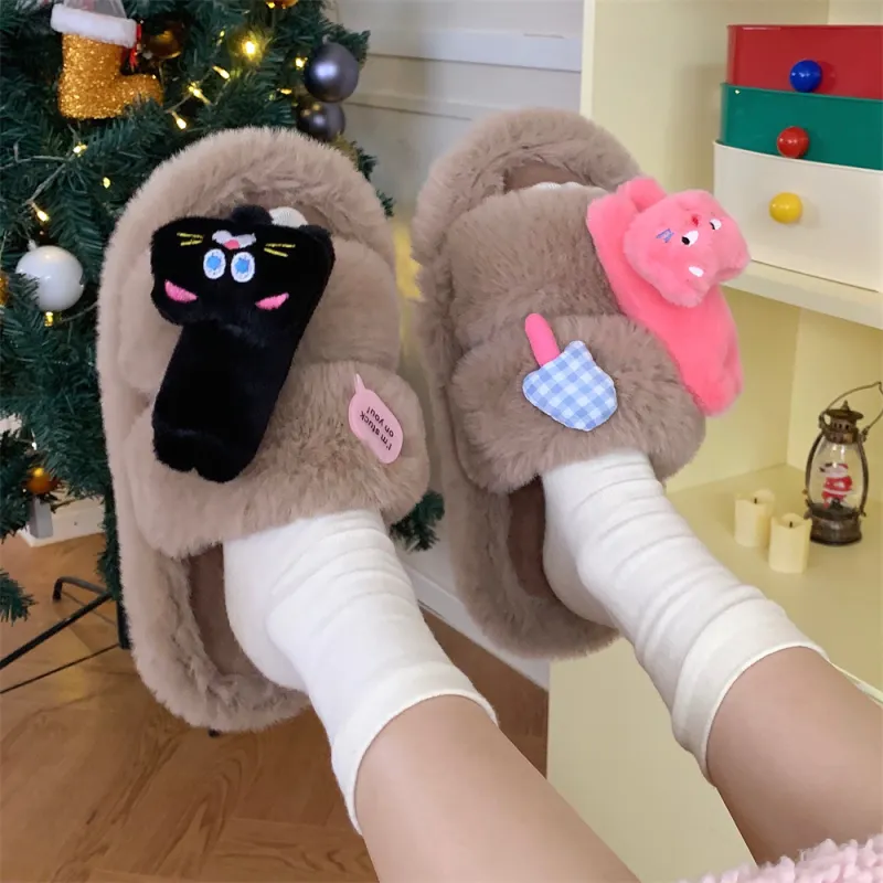 SHIGUDE Cotton Slippers Women's Brown-4
