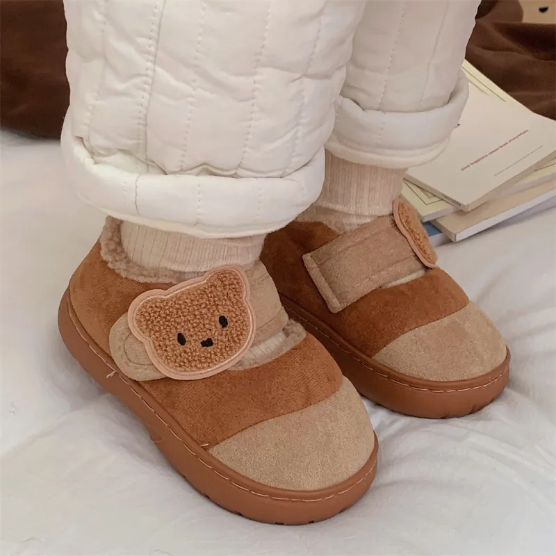 SHIGUDE Cotton Slippers Unisex Light Brown-2