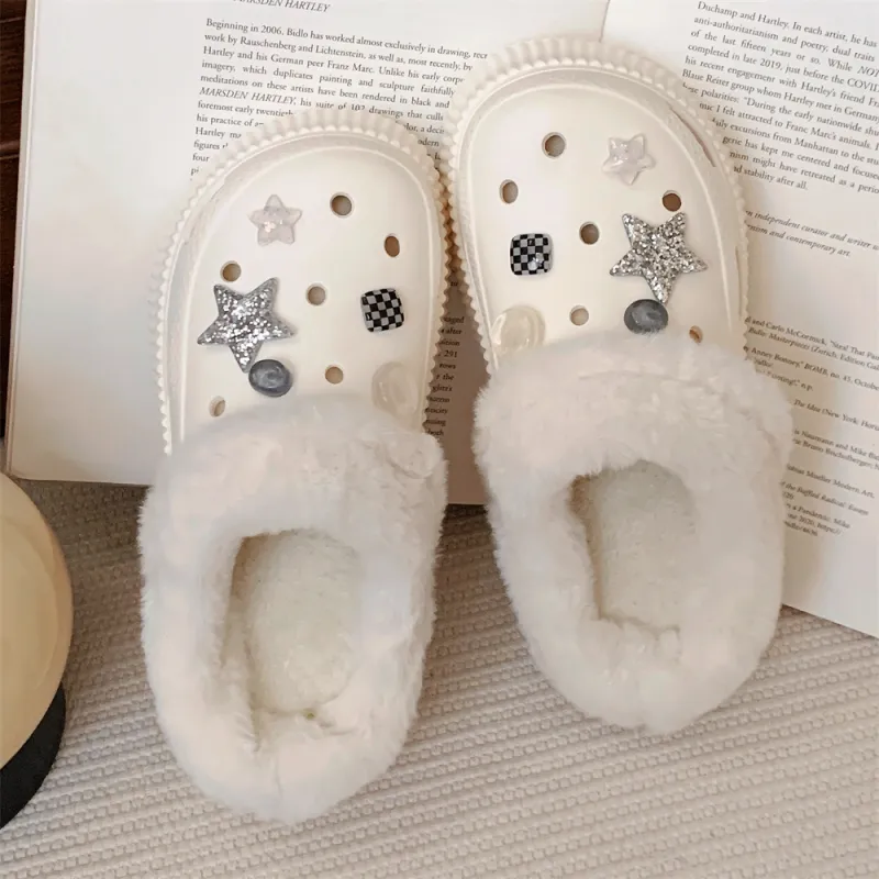 SHIGUDE Cotton Slippers Women's Cream White-1