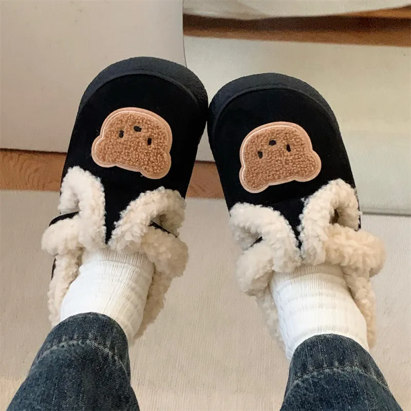 SHIGUDE Cotton Slippers Unisex Black-17