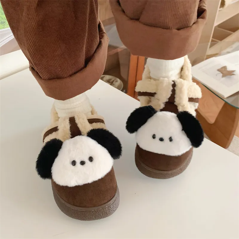 SHIGUDE Cotton Slippers Women's Dark Coffee-5